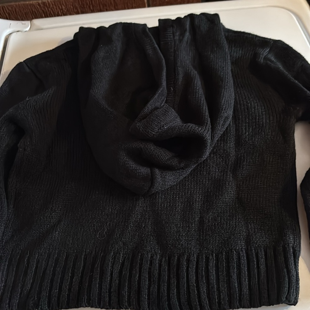 NWT Chillipop  Hooded Pull On Over Black Acrylic LS Sweater LOVE Girls 4T